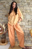 Rustic Nature Linen Blend Barrel Pant Washed Cayenne